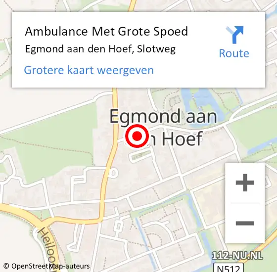Locatie op kaart van de 112 melding: Ambulance Met Grote Spoed Naar Egmond aan den Hoef, Slotweg op 12 oktober 2018 22:05
