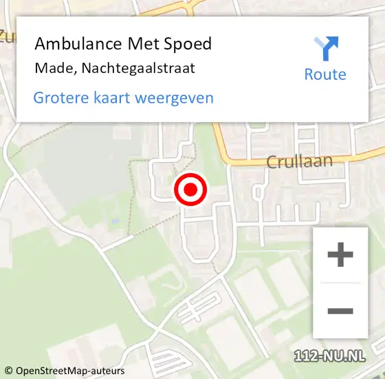 Locatie op kaart van de 112 melding: Ambulance Met Spoed Naar Made, Nachtegaalstraat op 12 oktober 2018 22:21