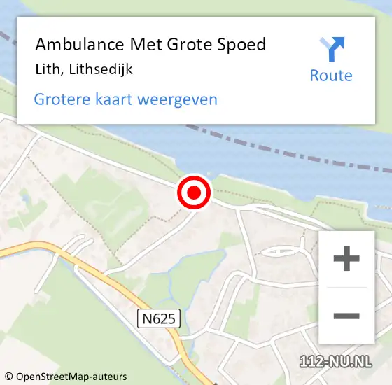 Locatie op kaart van de 112 melding: Ambulance Met Grote Spoed Naar Lith, Lithsedijk op 12 oktober 2018 22:22