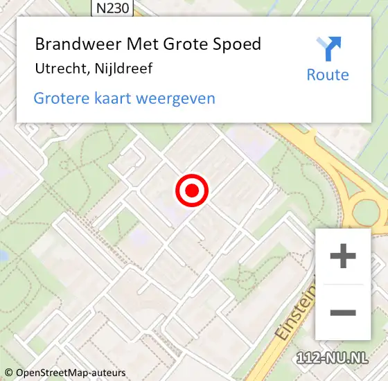 Locatie op kaart van de 112 melding: Brandweer Met Grote Spoed Naar Utrecht, Nijldreef op 13 oktober 2018 07:00