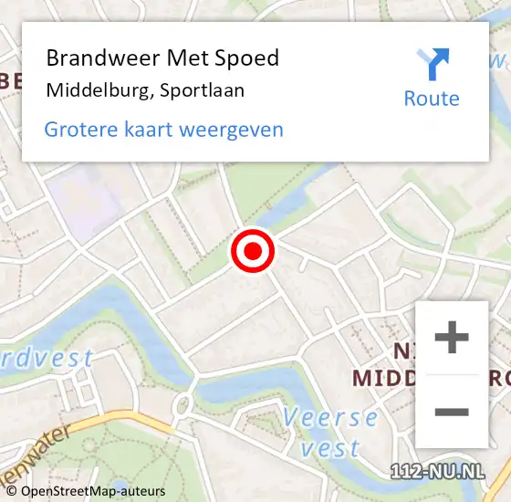 Locatie op kaart van de 112 melding: Brandweer Met Spoed Naar Middelburg, Sportlaan op 13 oktober 2018 10:07