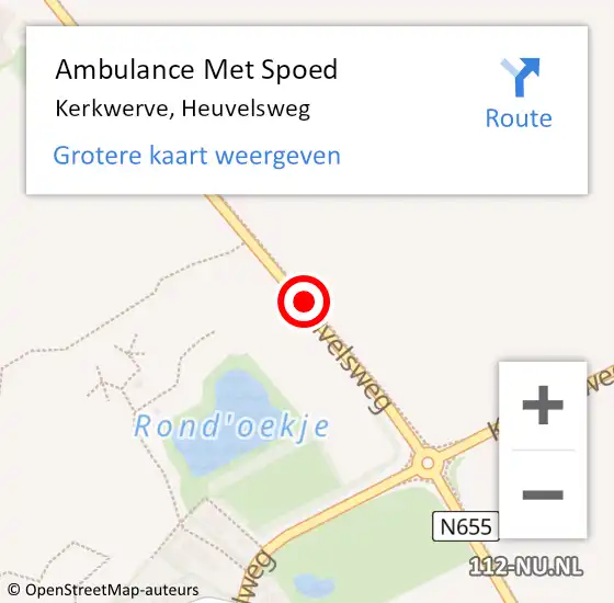 Locatie op kaart van de 112 melding: Ambulance Met Spoed Naar Kerkwerve, Heuvelsweg op 13 oktober 2018 11:18