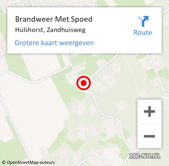 Locatie op kaart van de 112 melding: Brandweer Met Spoed Naar Hulshorst, Zandhuisweg op 13 oktober 2018 14:52