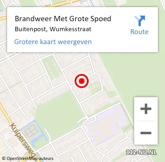 Locatie op kaart van de 112 melding: Brandweer Met Grote Spoed Naar Buitenpost, Wumkesstraat op 13 oktober 2018 15:19