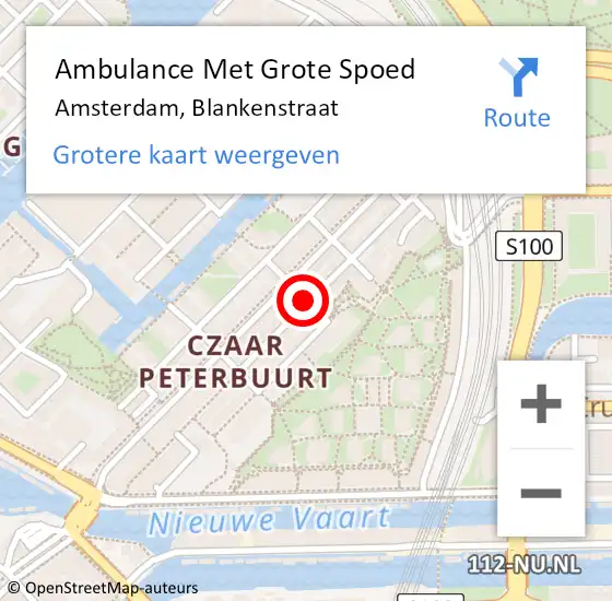 Locatie op kaart van de 112 melding: Ambulance Met Grote Spoed Naar Amsterdam, Blankenstraat op 13 oktober 2018 17:59