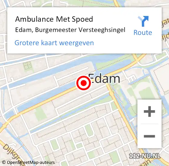 Locatie op kaart van de 112 melding: Ambulance Met Spoed Naar Edam, Burg Versteeghsingel op 13 oktober 2018 18:00