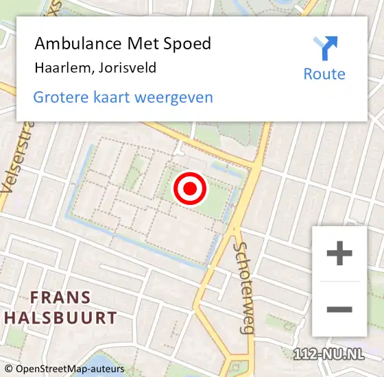 Locatie op kaart van de 112 melding: Ambulance Met Spoed Naar Haarlem, Jorisveld op 13 oktober 2018 18:47