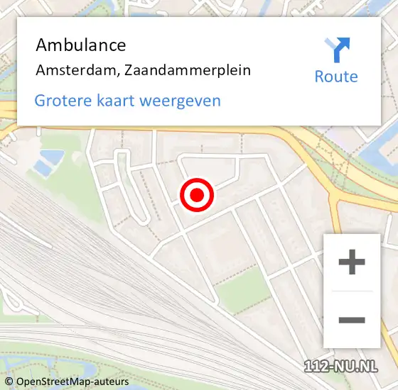 Locatie op kaart van de 112 melding: Ambulance Amsterdam, Zaandammerplein op 13 oktober 2018 19:42