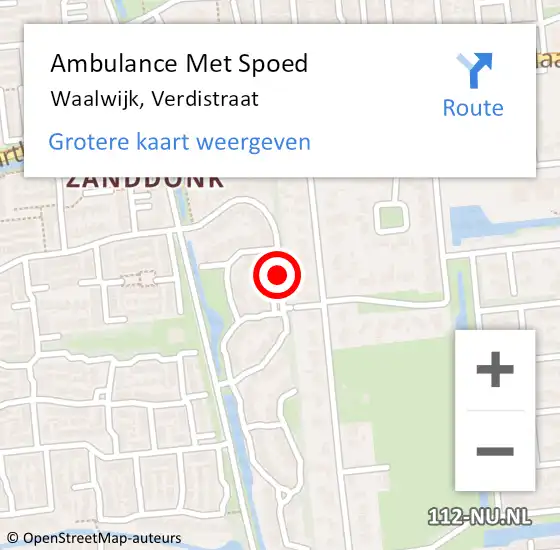 Locatie op kaart van de 112 melding: Ambulance Met Spoed Naar Waalwijk, Verdistraat op 14 oktober 2018 00:22