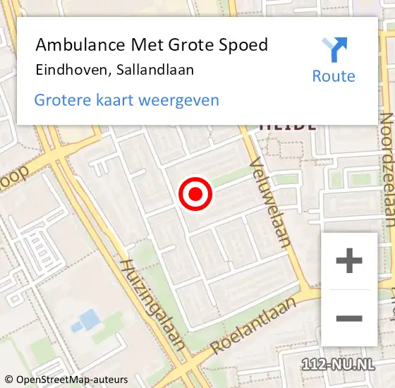 Locatie op kaart van de 112 melding: Ambulance Met Grote Spoed Naar Eindhoven, Sallandlaan op 14 oktober 2018 07:11