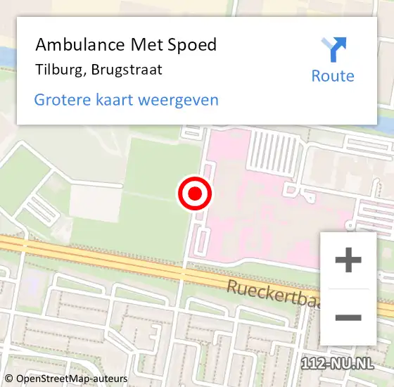 Locatie op kaart van de 112 melding: Ambulance Met Spoed Naar Tilburg, Brugstraat op 14 oktober 2018 14:24