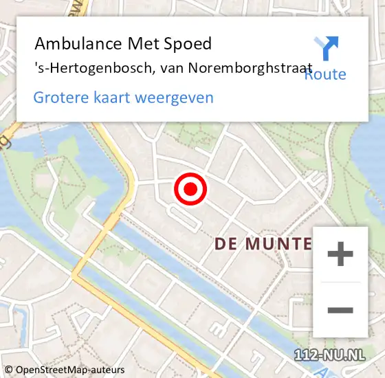 Locatie op kaart van de 112 melding: Ambulance Met Spoed Naar 's-Hertogenbosch, van Noremborghstraat op 14 oktober 2018 16:00