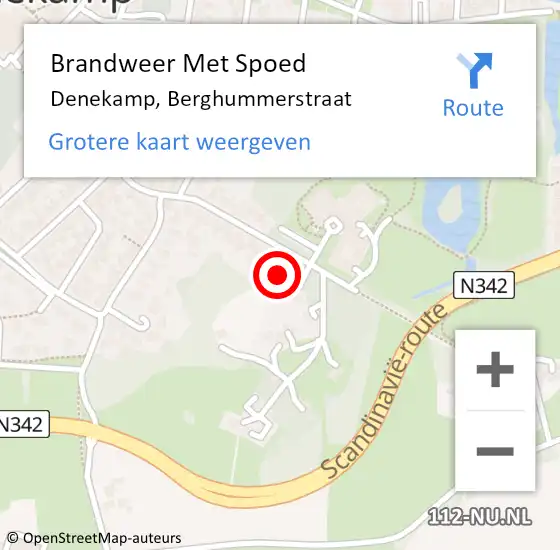 Locatie op kaart van de 112 melding: Brandweer Met Spoed Naar Denekamp, Berghummerstraat op 14 oktober 2018 17:32
