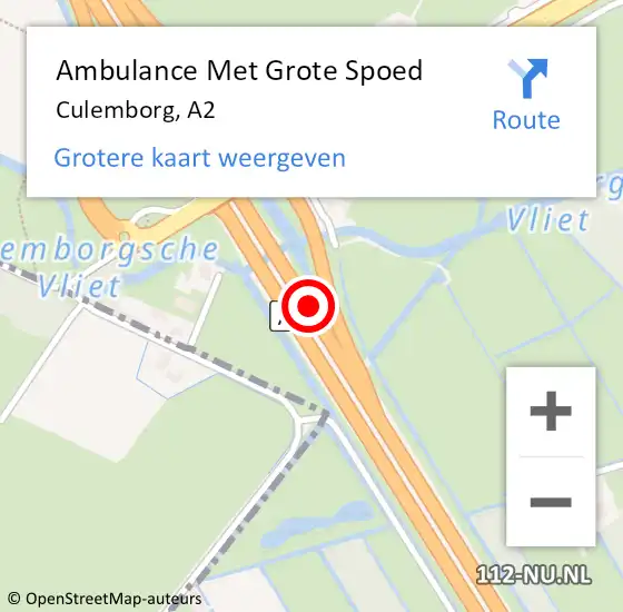 Locatie op kaart van de 112 melding: Ambulance Met Grote Spoed Naar Culemborg, A2 op 14 oktober 2018 18:18