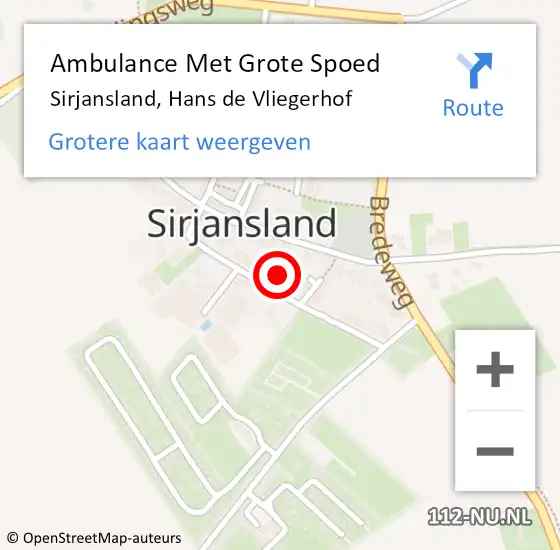Locatie op kaart van de 112 melding: Ambulance Met Grote Spoed Naar Sirjansland, Hans De Vliegerhof op 14 oktober 2018 19:50