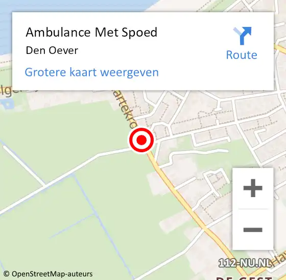 Locatie op kaart van de 112 melding: Ambulance Met Spoed Naar Den Oever op 14 oktober 2018 20:19