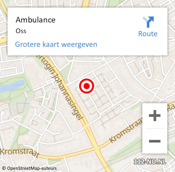 Locatie op kaart van de 112 melding: Ambulance Oss op 15 oktober 2018 08:00