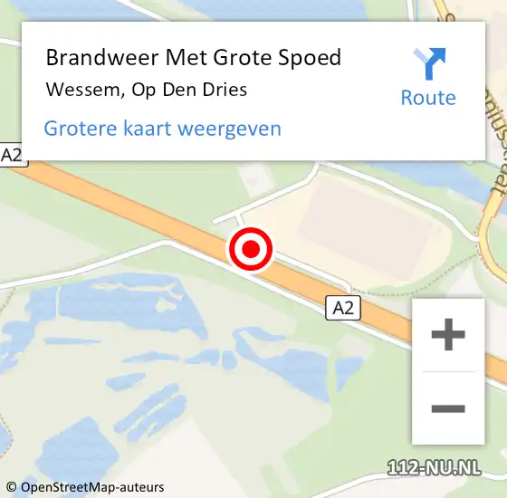 Locatie op kaart van de 112 melding: Brandweer Met Grote Spoed Naar Wessem, Op Den Dries op 15 oktober 2018 08:41