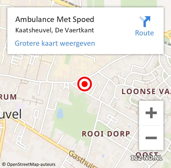 Locatie op kaart van de 112 melding: Ambulance Met Spoed Naar Kaatsheuvel, De Vaertkant op 15 oktober 2018 09:49