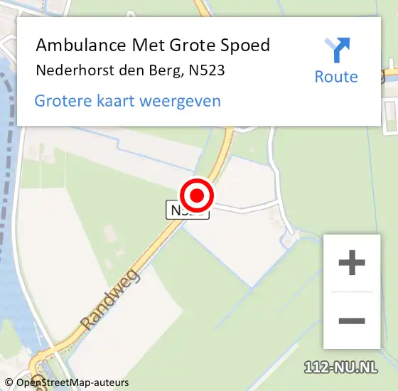 Locatie op kaart van de 112 melding: Ambulance Met Grote Spoed Naar Nederhorst den Berg, N523 op 15 oktober 2018 10:27
