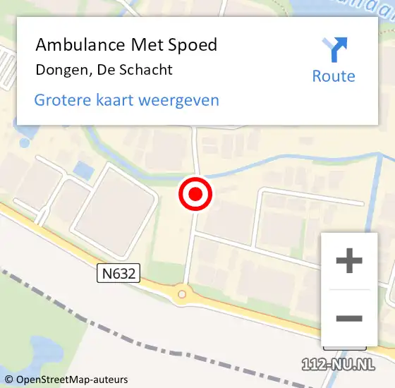 Locatie op kaart van de 112 melding: Ambulance Met Spoed Naar Dongen, De Schacht op 15 oktober 2018 11:07