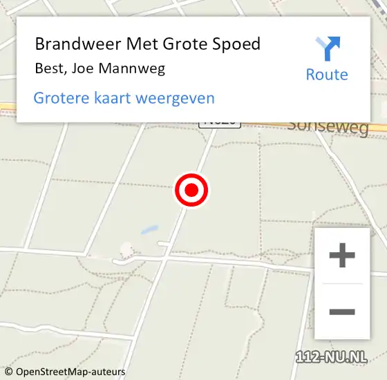 Locatie op kaart van de 112 melding: Brandweer Met Grote Spoed Naar Best, Joe Mannweg op 16 oktober 2018 07:36