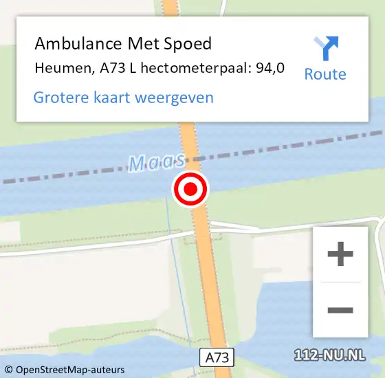 Locatie op kaart van de 112 melding: Ambulance Met Spoed Naar Malden, A73 L op 12 maart 2014 00:58