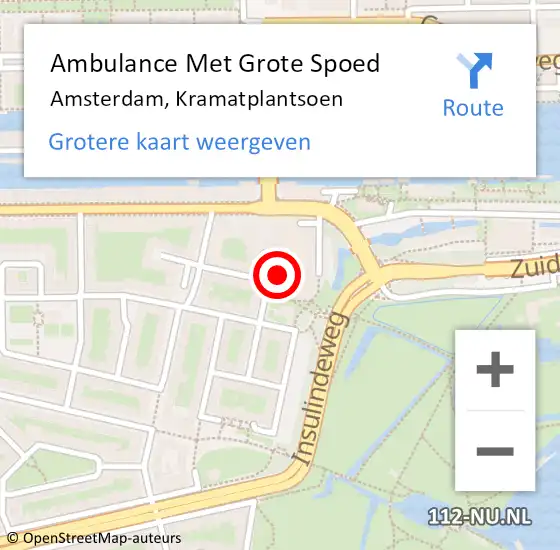 Locatie op kaart van de 112 melding: Ambulance Met Grote Spoed Naar Amsterdam, Kramatplantsoen op 16 oktober 2018 11:40