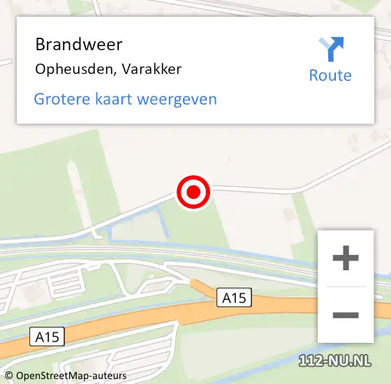 Locatie op kaart van de 112 melding: Brandweer Opheusden, Varakker op 16 oktober 2018 12:06