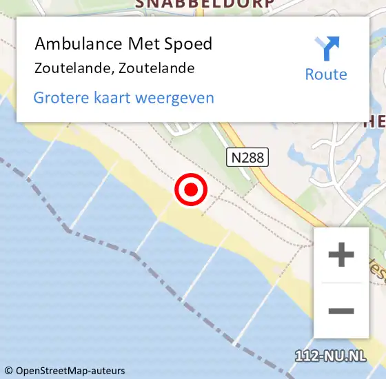 Locatie op kaart van de 112 melding: Ambulance Met Spoed Naar Zoutelande, Zoutelande op 16 oktober 2018 12:34