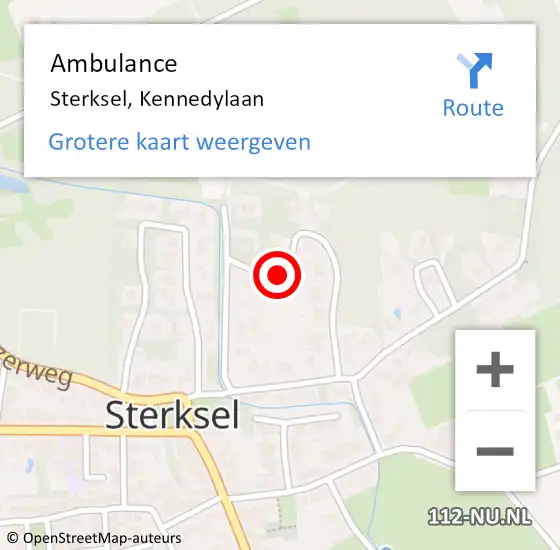 Locatie op kaart van de 112 melding: Ambulance Sterksel, Kennedylaan op 16 oktober 2018 12:40