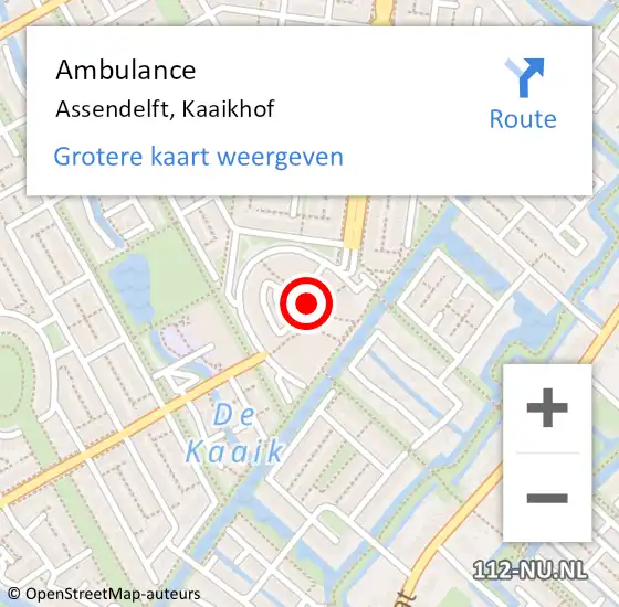 Locatie op kaart van de 112 melding: Ambulance Assendelft, Kaaikhof op 16 oktober 2018 13:00