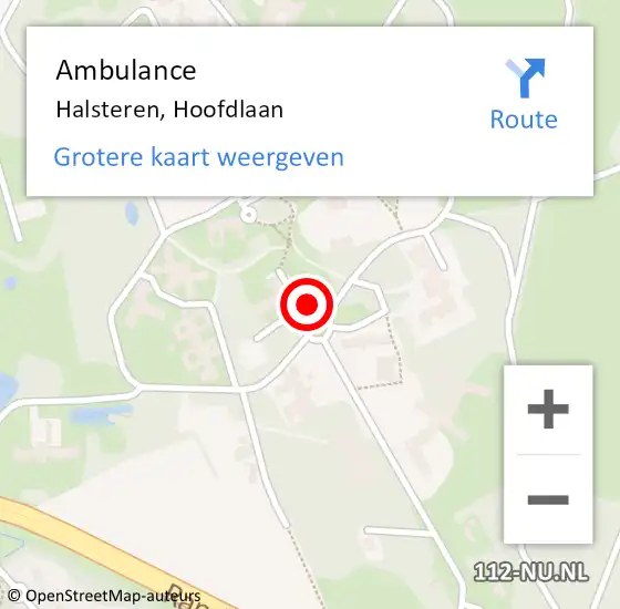 Locatie op kaart van de 112 melding: Ambulance Halsteren, Hoofdlaan op 16 oktober 2018 14:13