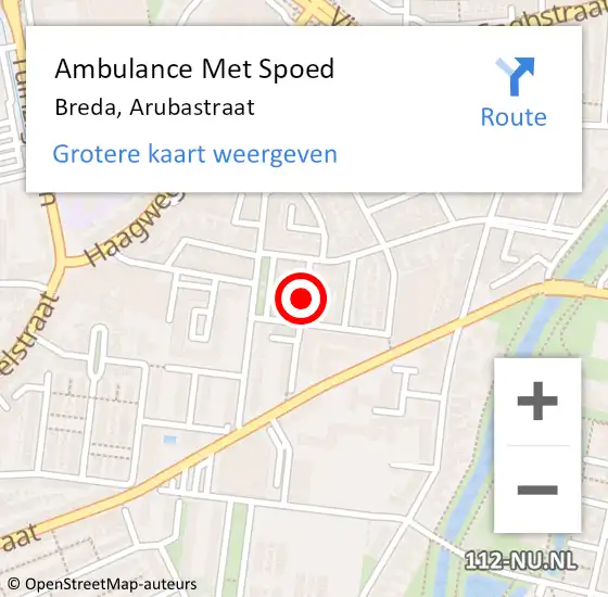 Locatie op kaart van de 112 melding: Ambulance Met Spoed Naar Breda, Arubastraat op 16 oktober 2018 15:10