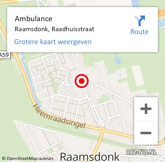 Locatie op kaart van de 112 melding: Ambulance Raamsdonk, Raadhuisstraat op 16 oktober 2018 18:34