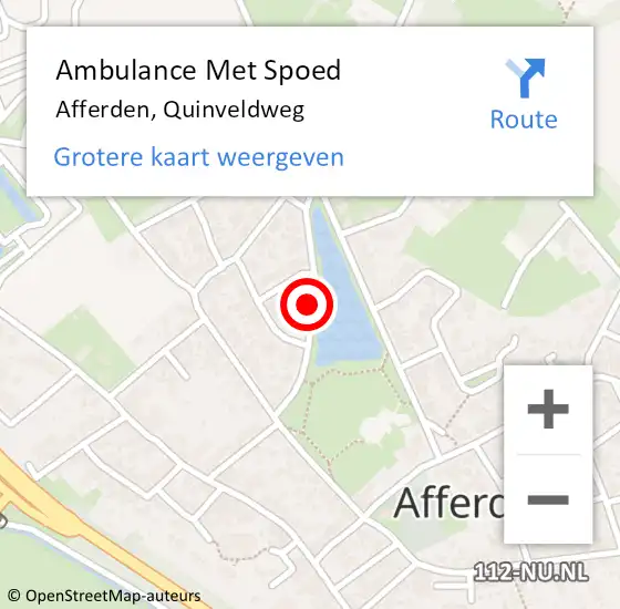 Locatie op kaart van de 112 melding: Ambulance Met Spoed Naar Afferden, Quinveldweg op 16 oktober 2018 21:34