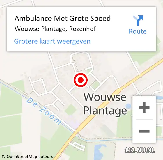 Locatie op kaart van de 112 melding: Ambulance Met Grote Spoed Naar Wouwse Plantage, Rozenhof op 17 oktober 2018 10:01
