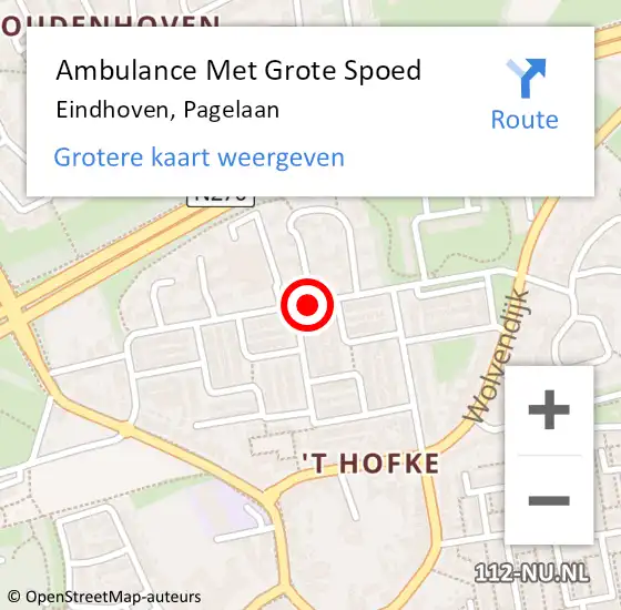 Locatie op kaart van de 112 melding: Ambulance Met Grote Spoed Naar Eindhoven, Pagelaan op 17 oktober 2018 14:40