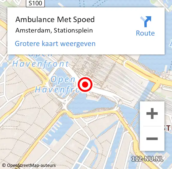 Locatie op kaart van de 112 melding: Ambulance Met Spoed Naar Amsterdam, Stationsplein op 18 oktober 2018 03:42