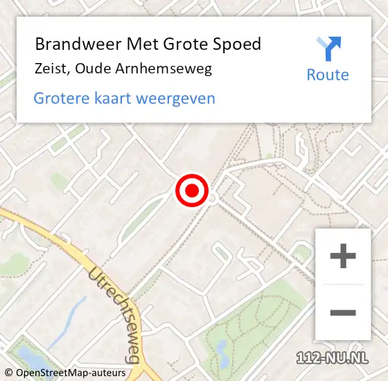 Locatie op kaart van de 112 melding: Brandweer Met Grote Spoed Naar Zeist, Oude Arnhemseweg op 18 oktober 2018 08:26