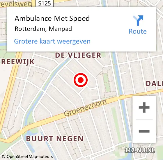 Locatie op kaart van de 112 melding: Ambulance Met Spoed Naar Rotterdam, Manpad op 18 oktober 2018 09:02