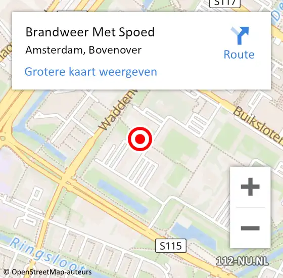 Locatie op kaart van de 112 melding: Brandweer Met Spoed Naar Amsterdam, Bovenover op 18 oktober 2018 15:04
