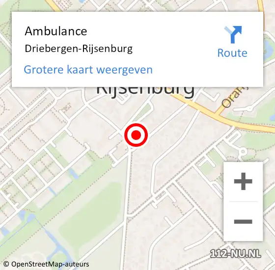 Locatie op kaart van de 112 melding: Ambulance Driebergen-Rijsenburg op 18 oktober 2018 17:14