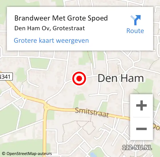 Locatie op kaart van de 112 melding: Brandweer Met Grote Spoed Naar Den Ham Ov, Grotestraat op 18 oktober 2018 18:37