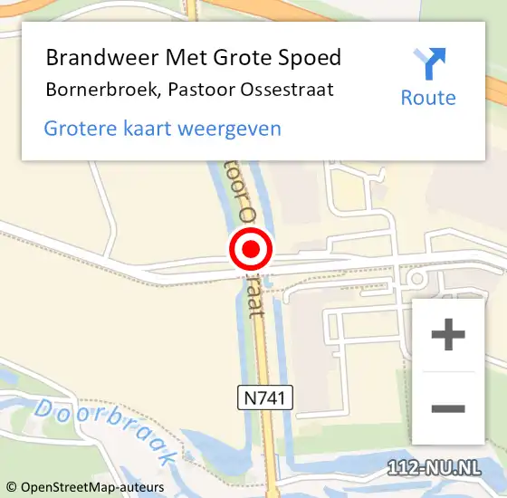 Locatie op kaart van de 112 melding: Brandweer Met Grote Spoed Naar Bornerbroek, Pastoor Ossestraat op 18 oktober 2018 18:50