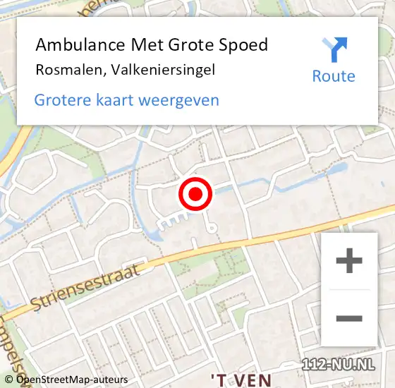 Locatie op kaart van de 112 melding: Ambulance Met Grote Spoed Naar Rosmalen, Valkeniersingel op 18 oktober 2018 19:04