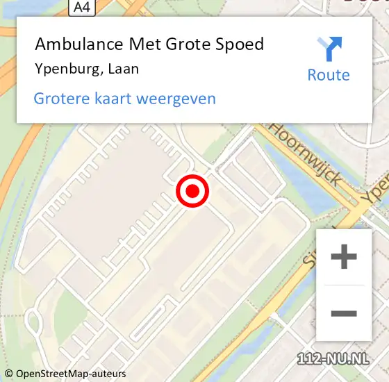 Locatie op kaart van de 112 melding: Ambulance Met Grote Spoed Naar Ypenburg, Laan op 18 oktober 2018 21:43