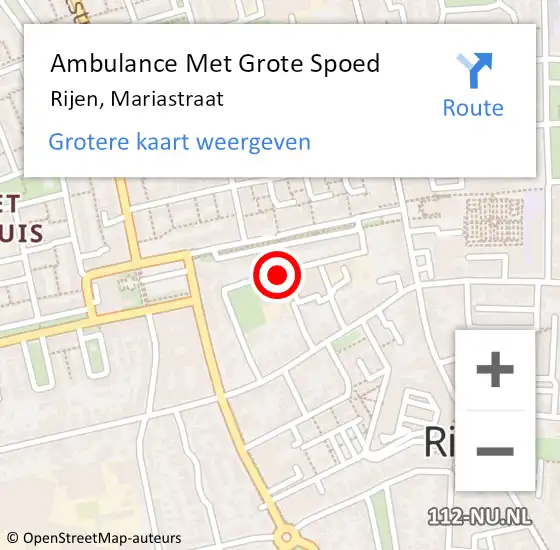 Locatie op kaart van de 112 melding: Ambulance Met Grote Spoed Naar Rijen, Mariastraat op 18 oktober 2018 22:07
