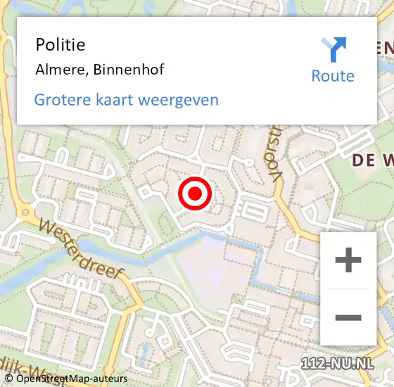 Locatie op kaart van de 112 melding: Politie Almere, Binnenhof op 19 oktober 2018 01:30