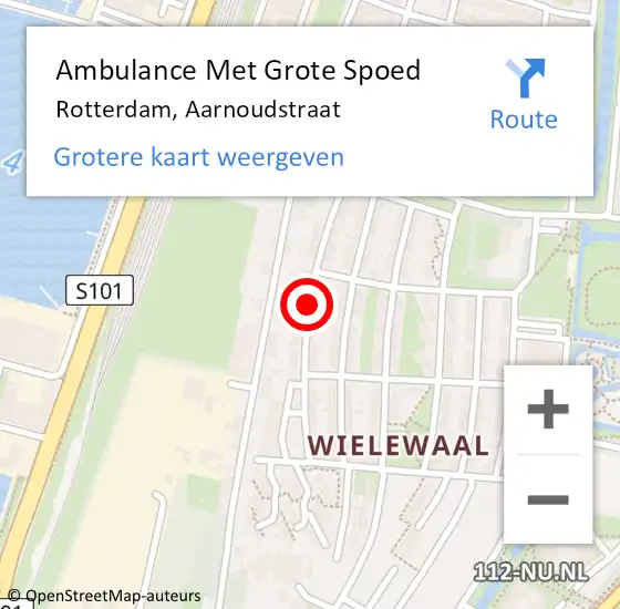 Locatie op kaart van de 112 melding: Ambulance Met Grote Spoed Naar Rotterdam, Aarnoudstraat op 19 oktober 2018 04:07